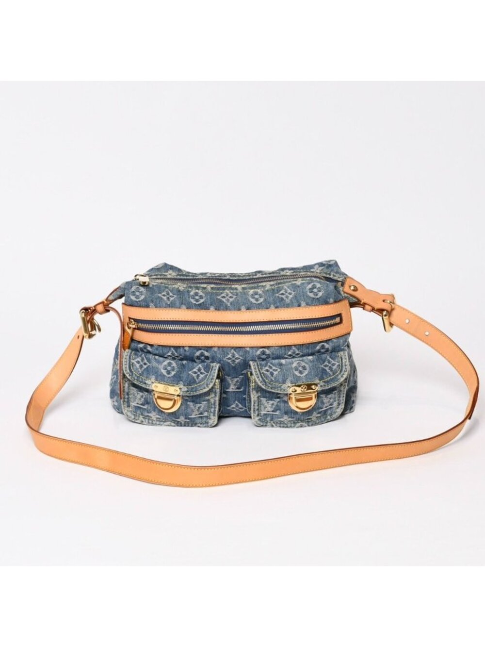 Louis Vuitton Monogram Denim Baggy PM Shoulder Bag Indigo Blue